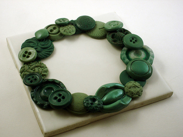 CraftyGoat's Notes: Finish Polymer Clay Button Wreath with Ribbons, Glaze, Etc. if Desired